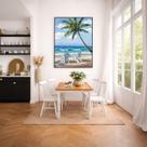 Quadro Canvas Pintura Praia Descanso 70x50cm Mold Branca Quadro Canvas Pintura Praia Descanso 70x50cm Mold Branca