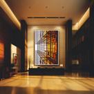 Quadro Canvas Prédio Laranja Moderno 90x60cm Mold Branca Quadro Canvas Prédio Laranja Moderno 90x60cm Mold Branca
