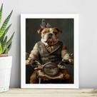 Quadro Cão Boxer Motociclista 45x34cm