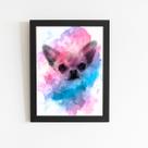 Quadro Cão Cachorro Chihuahua Aquarela Moldura 60x40cm