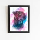 Quadro Cão Cachorro Rottweiler Aquarela Moldura 60x40cm