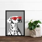 Quadro Cão Dalmata Com Óculos Vermelho 33x24cm - com vidro