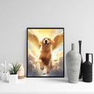Quadro Cão Golden Retriever Com Asas 45x34cm
