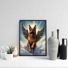 Quadro Cão Pastor Alemão Com Asas 45x34cm Quadro Cão Pastor Alemão Com Asas 45x34cm