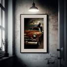 Quadro Carro Antigo Bronze - 60x48cm