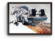 Quadro Carros Iconicos Delorean Poster Moldurado
