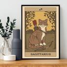 Quadro Carta Tarot Gato Signo Sagitário 33X24Cm - Com Vidro