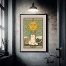 Quadro Carta Tarot Gato The Sun - 60x48cm