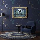 Quadro Carta Tarot Gatos A Lua 70x50cm Mold Branca