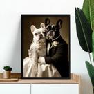 Quadro Casamento Bulldog Francês 33x24cm - com vidro