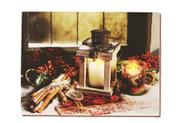 Quadro Castiçal em Madeira 2L 2AA 40x30x1,80cm Decoração de Natal