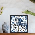 Quadro Cavalo Carrossel Estilo Azulejo Português - 33x33cm - com vidro