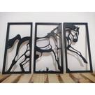 quadro cavalo galopando mdf preto