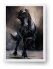 Quadro Cavalo Holandês Frisio Preto Friesian Majesto 40x60cm Quadro Cavalo Holandês Frisio Preto Friesian Majesto 40x60cm