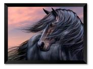 Quadro Cavalo Preto Crina Ao Vento 15x21cm Quadro Cavalo Preto Crina Ao Vento 15x21cm
