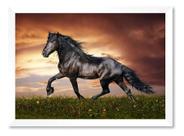 Quadro Cavalo Preto Galope Jardim 15x21cm Quadro Cavalo Preto Galope Jardim 15x21cm