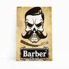 Quadro Caveira Barbearia Barber Shop Canvas 60x40cm