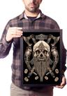 Quadro Caveira Viking Machados Nórdico Arte
