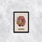 Quadro Cérebro com Flores Think 24x18cm - com vidro