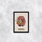 Quadro Cérebro com Flores Think 45x34cm - com vidro