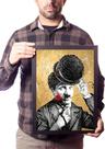 Quadro Charlie Chaplin Arte Rosa Chapéu Decoração Quadro Charlie Chaplin Arte Rosa Chapéu Decoração