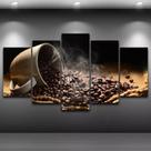 Quadro Chicara De Cafe, Cafe Torrado Para Cafetaria 5 Peças