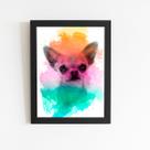 Quadro Chihuahua Cachorro Cão Aquarela Moldura 30x40cm