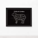Quadro Churrasco Cortes Brasileiros Cordeiro Moldura Preta 2