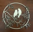 Quadro Circular Vazados em MDF Casal Passarinho