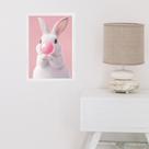 Quadro Coelhinho Bubble Gum - Rosa 45x34cm