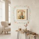 Quadro Coelhinho Vintage Feliz Páscoa 33x33 Mold Preta