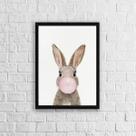 Quadro Coelho Chicletes 45X34Cm - Com Vidro Moldura Preta