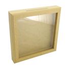 Quadro Cofre Dinheiro Moeda Coleção Com Vidro 23x23x4 Mdf Madeira
