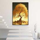 Quadro com Moldura 130x90 Árvore da fortuna Golden Dourada Decorativo Grande Sala Quarto Hall Cor:Moldura Preta