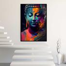 Quadro com Moldura 130x90 Buda Arte Colorida Decorativo Grande Sala Quarto Hall Cor:Moldura Preta