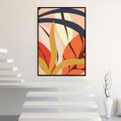 Quadro com Moldura 130x90 Folhas Planta Laranja Amarelo Decorativo Grande Sala Quarto Hall