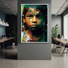 Quadro com Moldura 130x90 Indio Arte Amazonas Decorativo Grande Sala Quarto Hall Cor:Moldura Branca