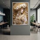Quadro com Moldura 130x90 Mulher Arte Classica Dourada Decorativo Grande Sala Quarto Hall Cor:Moldura Branca