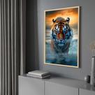 Quadro com Moldura 130x90 Tigre por do Sol Paisagem Vertical Decorativo Grande Sala Quarto Hall Cor:Moldura Madeira Quadro com Moldura 130x90 Tigre por do Sol Paisagem Vertical Decorativo Grande Sala Quarto Hall Cor:Moldura Madeira