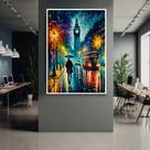 Quadro com Moldura 40x60 Abstrato Pintura Colorido Londres Decorativo Grande Sala Quarto Hall