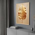 Quadro com Moldura 40x60 Folha Dourada Arte Moderna Decorativo Grande Sala Quarto Hall Cor:Moldura Madeira