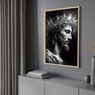 Quadro com Moldura 40x60 Jesus Coroa de Espinho Preto e Branco Decorativo Grande Sala Quarto Hall