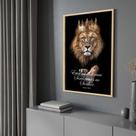 Quadro com Moldura 40x60 Leão de Judá Versículo Decorativo Grande Sala Quarto Hall Cor:Moldura Madeira