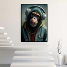 Quadro com Moldura 40x60 Macaco Rapper Fone Decorativo Grande Sala Quarto Hall