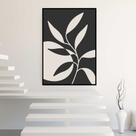 Quadro com Moldura Abstrato Planta Preto branco Decorativo Grande Sala Quarto Hall Cor:Moldura PretaTamanho:130x90 Quadro com Moldura Abstrato Planta Preto branco Decorativo Grande Sala Quarto Hall Cor:Moldura PretaTamanho:130x90