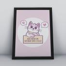 Quadro com moldura aqui mora um gatinho fofo e feliz Quadro com moldura aqui mora um gatinho fofo e feliz