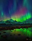 Quadro Com Moldura Aurora Boreal Céu Colorido - Grande