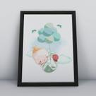 Quadro com moldura baby balões Ilustra-ao-38-M1 Quadro com moldura baby balões Ilustra-ao-38-M1