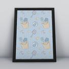 Quadro com moldura balde de praia Fundo-Infantil-056-M1 Quadro com moldura balde de praia Fundo-Infantil-056-M1
