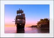 Quadro Com Moldura Barco a Vela Entardecer